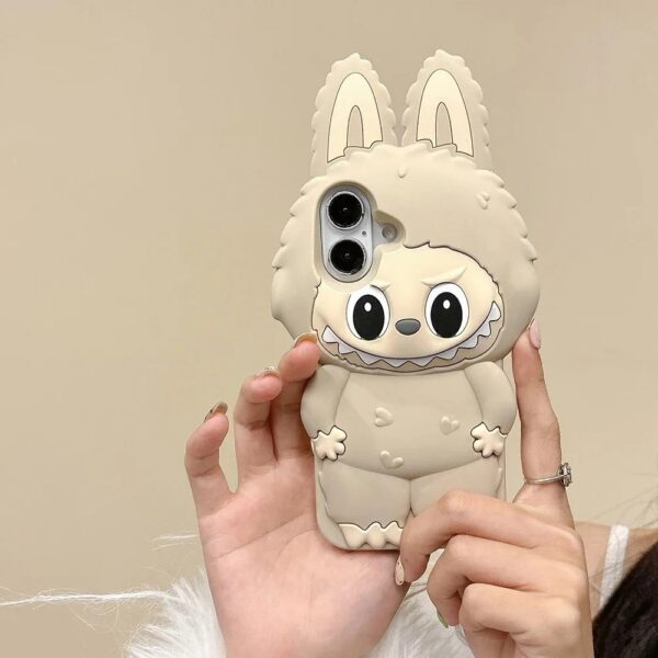 3d cartoon kawaii monster rabbit soft silicone phone case with lanyard cover
