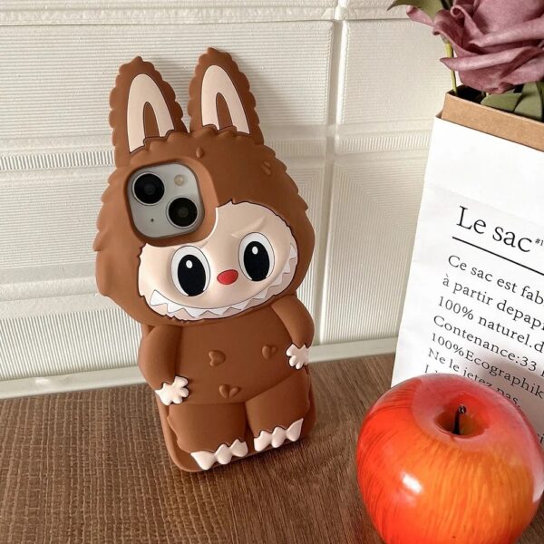 3d cartoon kawaii monster rabbit soft silicone phone case with lanyard cover