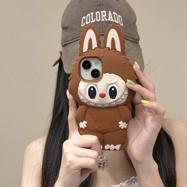 3d cartoon kawaii monster rabbit soft silicone phone case with lanyard cover