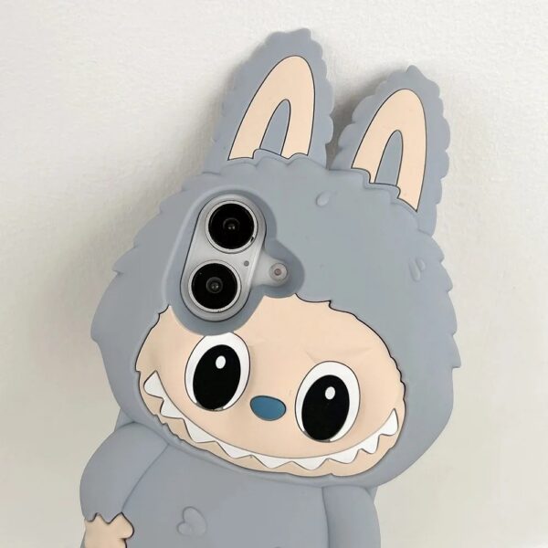 3d cartoon kawaii monster rabbit soft silicone phone case with lanyard cover