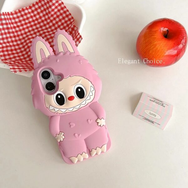 3d cartoon kawaii monster rabbit soft silicone phone case with lanyard cover