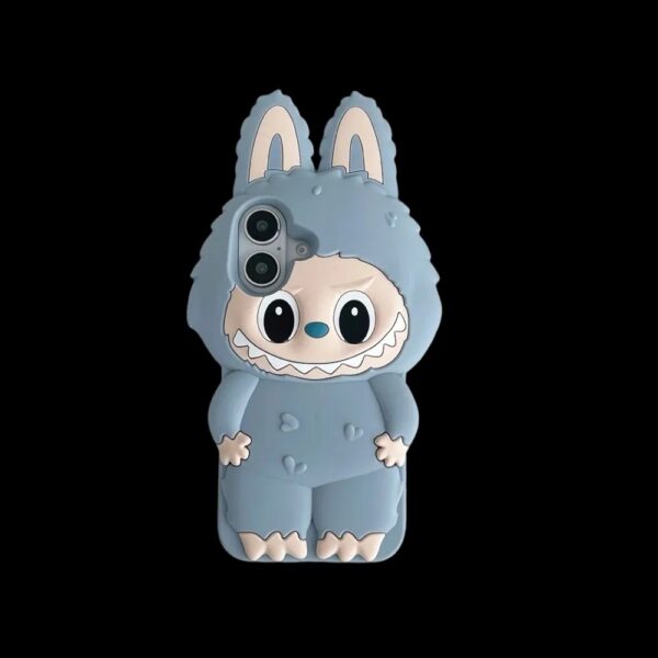 3d cartoon kawaii monster rabbit soft silicone phone case with lanyard cover