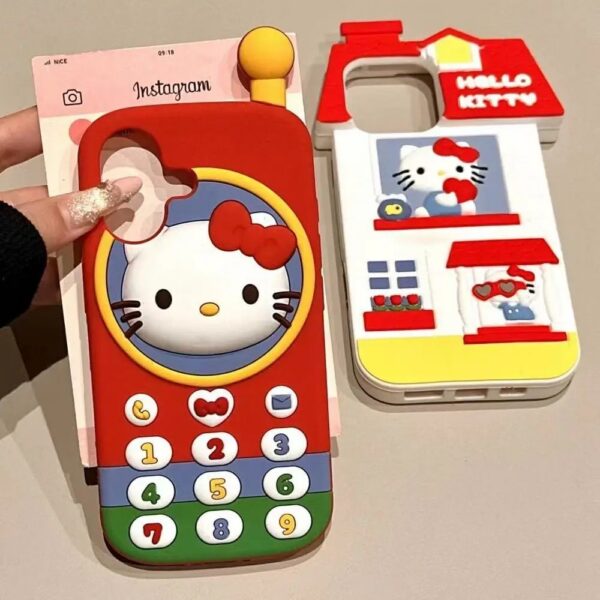 kawaii japan ins hello kitty phone case for iphone 3d cartoon soft silicone back cover