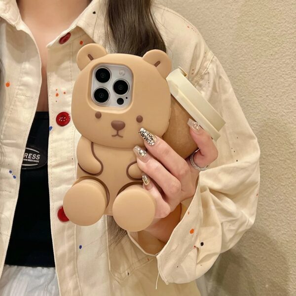 for iphone 3d bear stretching feet stand holder cover cute cartoon bracket case