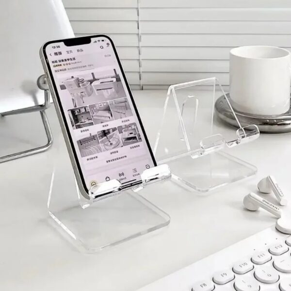 ins acrylic transparent minimalist foldable phone holder desktop lazy tablet stand for iphone ipad galaxy tab smartphone bracket