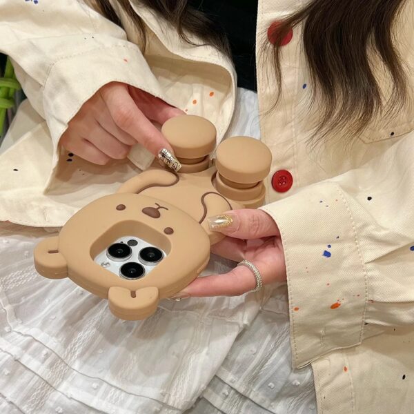 for iphone 3d bear stretching feet stand holder cover cute cartoon bracket case