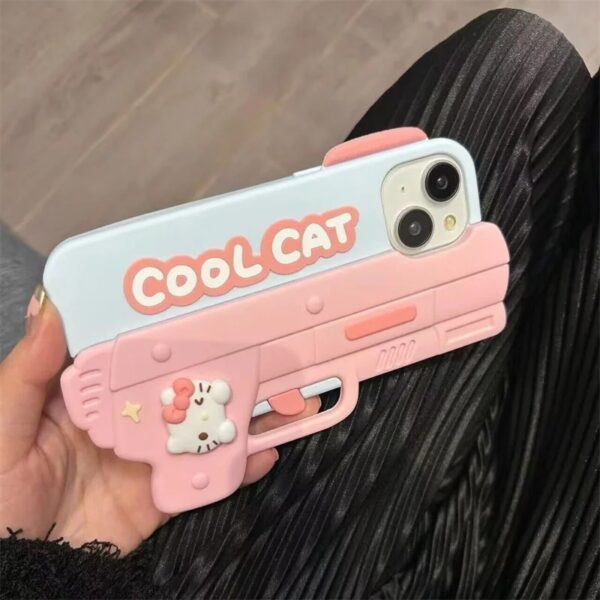 cute 3d cartoon hello kitty pistol phone case for iphone funny soft silicone cover