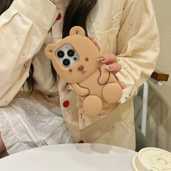 for iphone 3d bear stretching feet stand holder cover cute cartoon bracket case