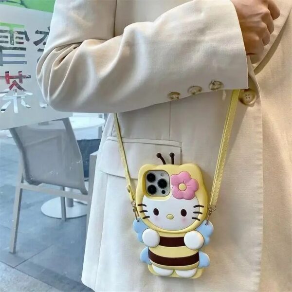 3d hello kitty bee honey phone case for iphone with lanyard silicone cover
