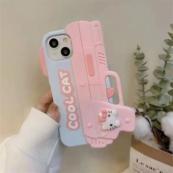 cute 3d cartoon hello kitty pistol phone case for iphone funny soft silicone cover