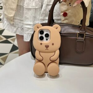 for iphone 3d bear stretching feet stand holder cover cute cartoon bracket case