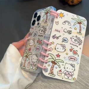 3d cartoon flip notebook kitty melody phone holder case for iphone soft cover creative shell