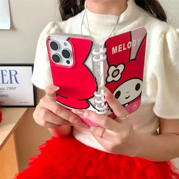 3d cartoon flip notebook kitty melody phone holder case for iphone soft cover creative shell